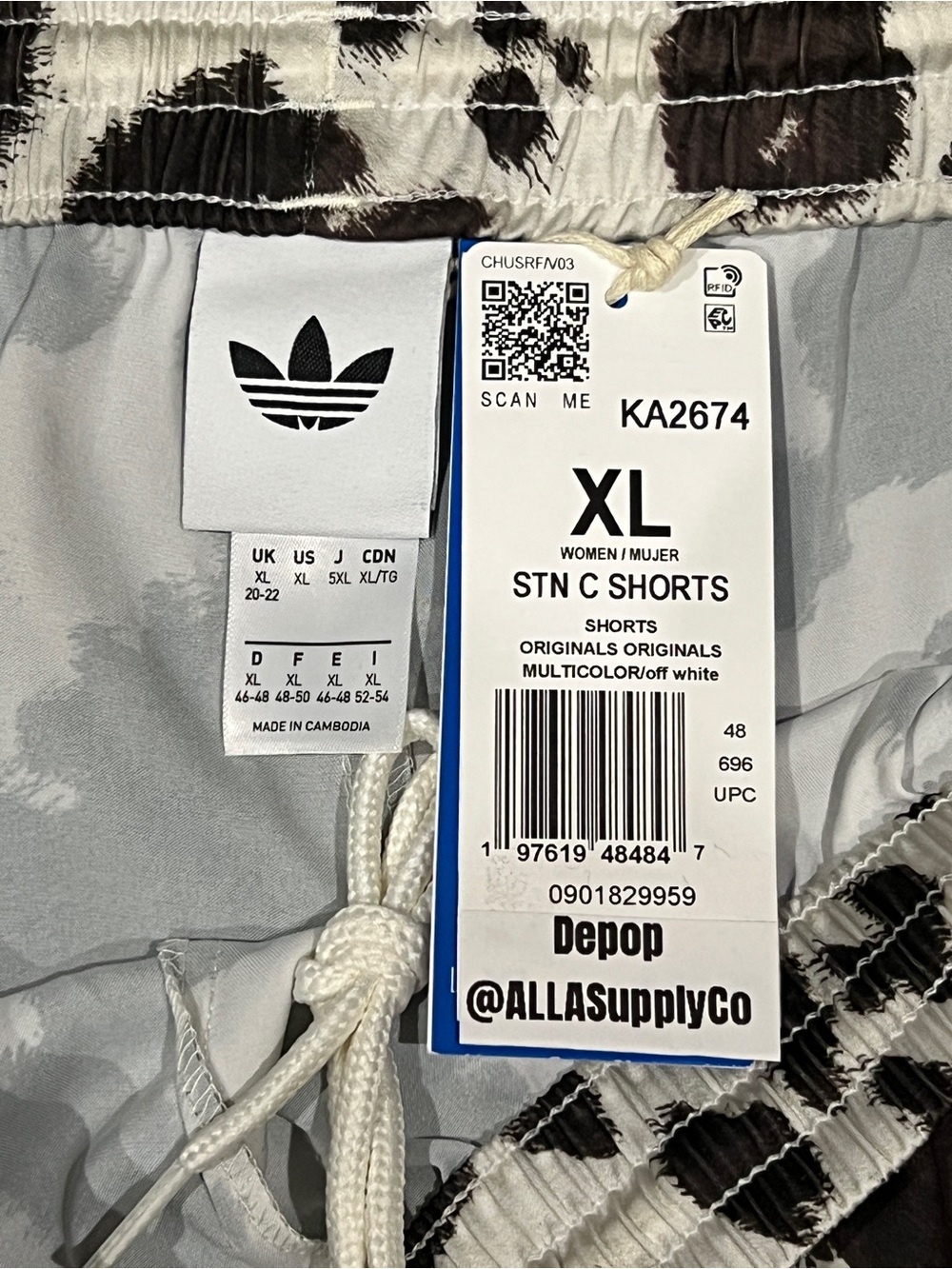 🤎🤍 adidas Cow Print Satin Shorts - SOLD OUT ONLINE! XXS, XS, L, XL Avail. - Picture 10 of 12